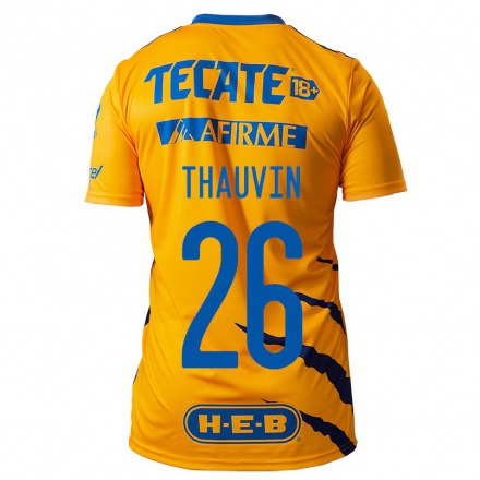 Enfant Football Maillot Florian Thauvin #26 Jaune Tenues Domicile 2021/22 T-Shirt
