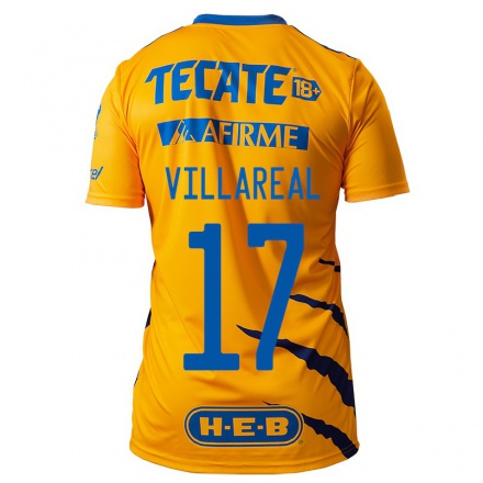 Enfant Football Maillot Natalia Villareal #17 Jaune Tenues Domicile 2021/22 T-shirt