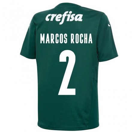 Enfant Football Maillot Marcos Rocha #2 Vert Foncé Tenues Domicile 2021/22 T-shirt