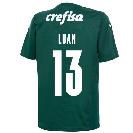 Enfant Football Maillot Luan #13 Vert Foncé Tenues Domicile 2021/22 T-shirt