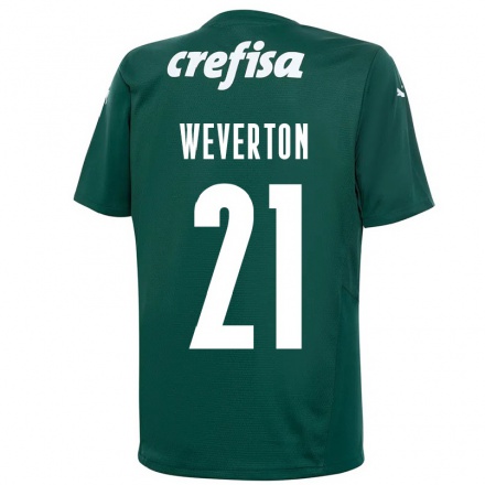 Enfant Football Maillot Weverton #21 Vert Foncé Tenues Domicile 2021/22 T-shirt