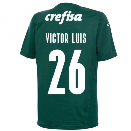 Enfant Football Maillot Victor Luis #26 Vert Foncé Tenues Domicile 2021/22 T-shirt