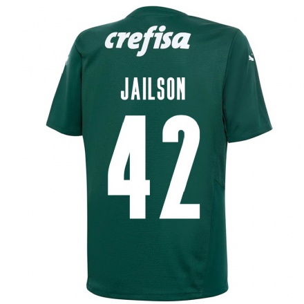 Enfant Football Maillot Jailson #42 Vert Foncé Tenues Domicile 2021/22 T-shirt