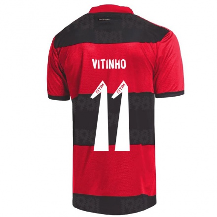 Enfant Football Maillot Vitinho #11 Rouge Noir Tenues Domicile 2021/22 T-Shirt