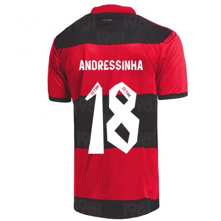 Enfant Football Maillot Andressinha #18 Rouge Noir Tenues Domicile 2021/22 T-Shirt