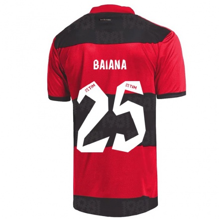 Enfant Football Maillot Larissa Baiana #25 Rouge Noir Tenues Domicile 2021/22 T-Shirt