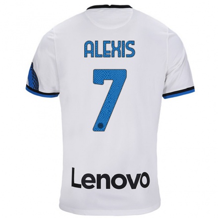Enfant Football Maillot Alexis Sanchez #7 Blanc Bleu Tenues Extérieur 2021/22 T-Shirt