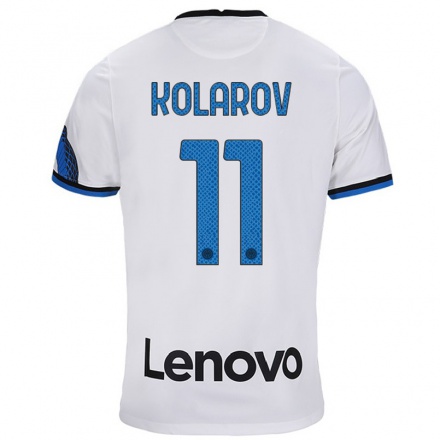 Enfant Football Maillot Aleksandar Kolarov #11 Blanc Bleu Tenues Extérieur 2021/22 T-shirt