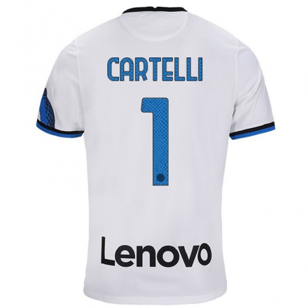 Enfant Football Maillot Carlotta Cartelli #1 Blanc Bleu Tenues Extérieur 2021/22 T-Shirt