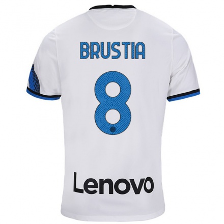 Enfant Football Maillot Martina Brustia #8 Blanc Bleu Tenues Extérieur 2021/22 T-Shirt