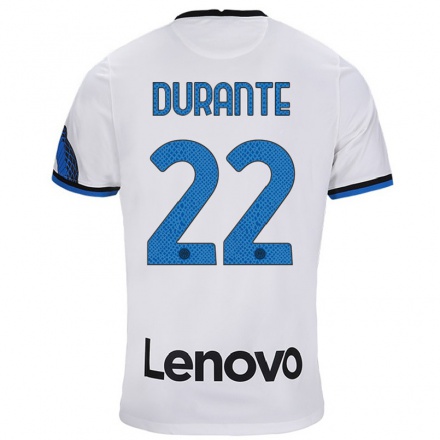 Enfant Football Maillot Francesca Durante #22 Blanc Bleu Tenues Extérieur 2021/22 T-Shirt