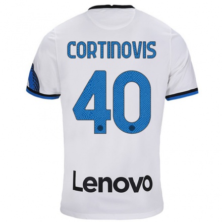 Enfant Football Maillot Fabio Cortinovis #40 Blanc Bleu Tenues Extérieur 2021/22 T-Shirt