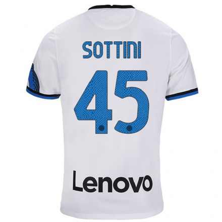 Enfant Football Maillot Edoardo Sottini #45 Blanc Bleu Tenues Extérieur 2021/22 T-shirt