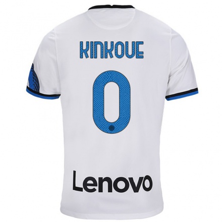 Enfant Football Maillot Etienne Youte Kinkoue #0 Blanc Bleu Tenues Extérieur 2021/22 T-Shirt