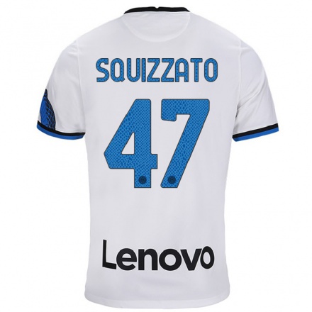 Enfant Football Maillot Niccolo Squizzato #47 Blanc Bleu Tenues Extérieur 2021/22 T-shirt
