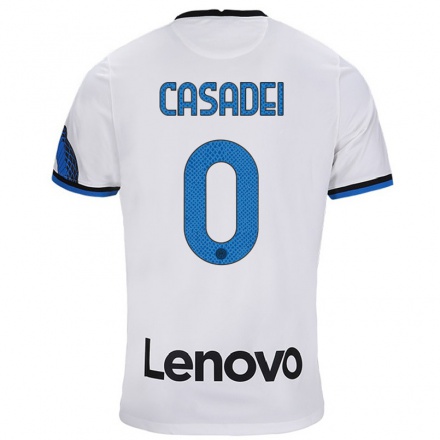Enfant Football Maillot Cesare Casadei #0 Blanc Bleu Tenues Extérieur 2021/22 T-shirt
