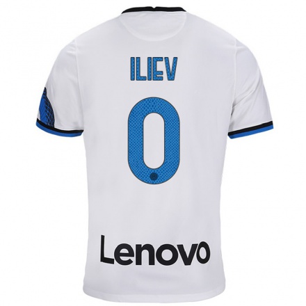 Enfant Football Maillot Nikola Iliev #0 Blanc Bleu Tenues Extérieur 2021/22 T-Shirt
