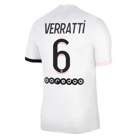 Enfant Football Maillot Marco Verratti #6 Blanc Rose Tenues Extérieur 2021/22 T-shirt