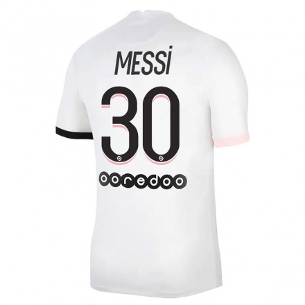 Enfant Football Maillot Lionel Messi #30 Mauve Clair Tenues Extérieur 2021/22 T-Shirt
