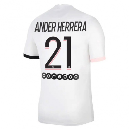 Enfant Football Maillot Ander Herrera #21 Blanc Rose Tenues Extérieur 2021/22 T-Shirt