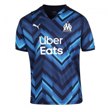 Enfant Football Maillot Votre Nom #0 Bleu Foncé Tenues Extérieur 2021/22 T-shirt
