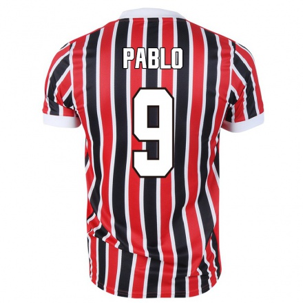Enfant Football Maillot Pablo #9 Rouge Noir Tenues Extérieur 2021/22 T-shirt