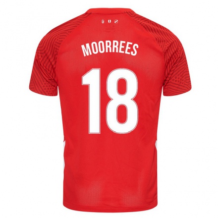 Enfant Football Maillot Myrthe Moorrees #18 Rouge Tenues Domicile 2021/22 T-shirt