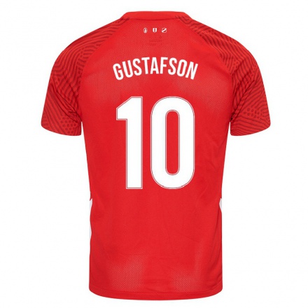Enfant Football Maillot Simon Gustafson #10 Rouge Tenues Domicile 2021/22 T-shirt