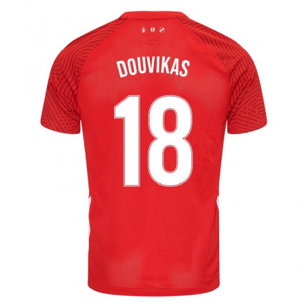 Enfant Football Maillot Anastasios Douvikas #18 Rouge Tenues Domicile 2021/22 T-shirt