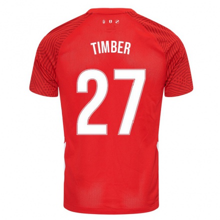 Enfant Football Maillot Dylan Timber #27 Rouge Tenues Domicile 2021/22 T-shirt