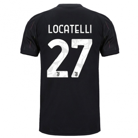 Enfant Football Maillot Manuel Locatelli #27 Noir Tenues Extérieur 2021/22 T-Shirt