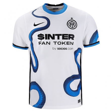 Enfant Football Maillot Denzel Dumfries #2 Blanc Bleu Tenues Extérieur 2021/22 T-shirt