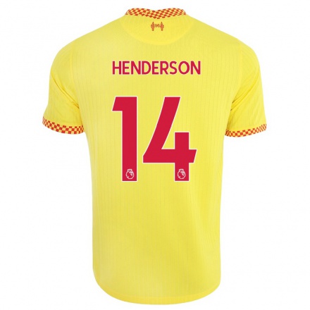 Enfant Football Maillot Jordan Henderson #14 Jaune Tenues Third 2021/22 T-shirt