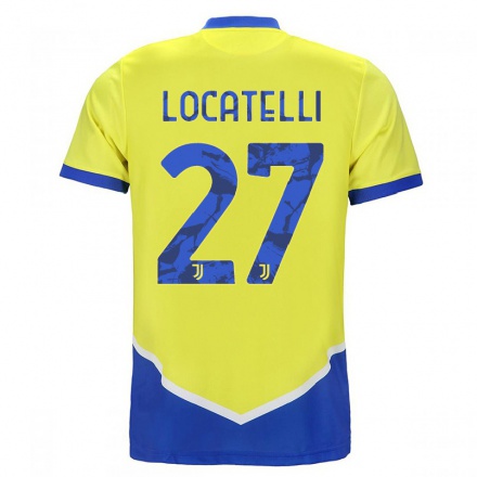 Enfant Football Maillot Manuel Locatelli #27 Bleu Jaune Tenues Third 2021/22 T-Shirt