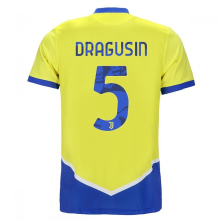 Enfant Football Maillot Radu Dragusin #5 Bleu Jaune Tenues Third 2021/22 T-Shirt