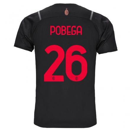 Enfant Football Maillot Tommaso Pobega #26 Noir Tenues Third 2021/22 T-Shirt
