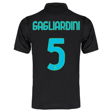 Enfant Football Maillot Roberto Gagliardini #5 Noir Tenues Third 2021/22 T-shirt