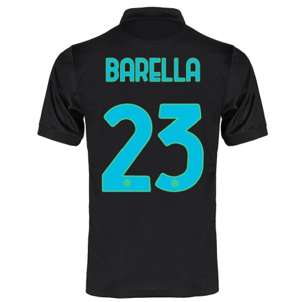 Enfant Football Maillot Nicolo Barella #23 Noir Tenues Third 2021/22 T-Shirt