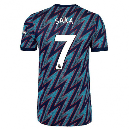 Enfant Football Maillot Bukayo Saka #7 Bleu Noir Tenues Third 2021/22 T-Shirt