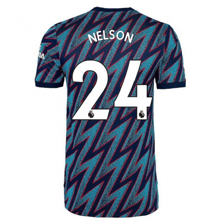 Enfant Football Maillot Reiss Nelson #24 Bleu Noir Tenues Third 2021/22 T-Shirt