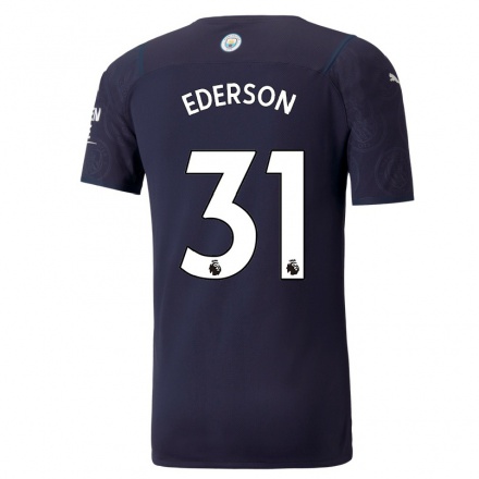 Enfant Football Maillot Ederson #31 Bleu Foncé Tenues Third 2021/22 T-Shirt