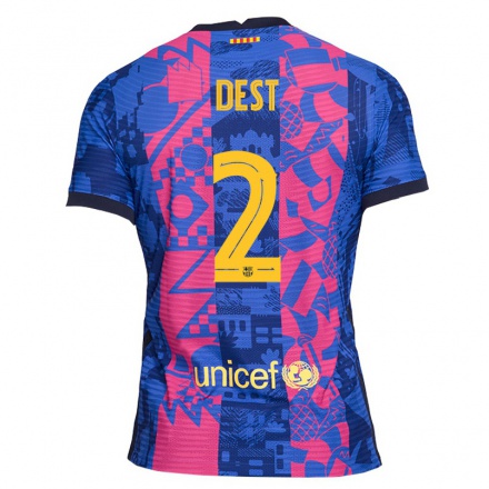 Enfant Football Maillot Sergino Dest #2 Rose Bleue Tenues Third 2021/22 T-Shirt