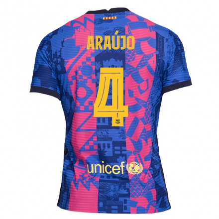 Enfant Football Maillot Ronald Araujo #4 Rose Bleue Tenues Third 2021/22 T-Shirt