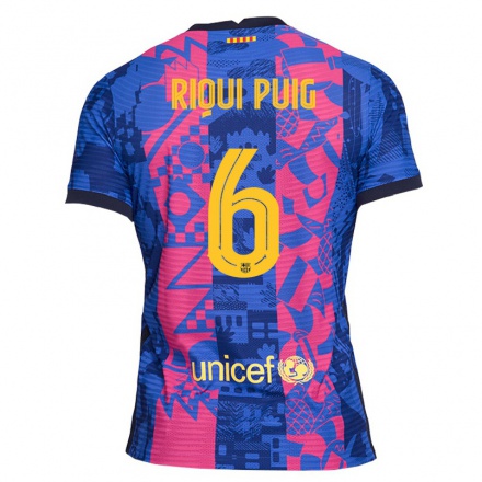 Enfant Football Maillot Riqui Puig #6 Rose Bleue Tenues Third 2021/22 T-Shirt