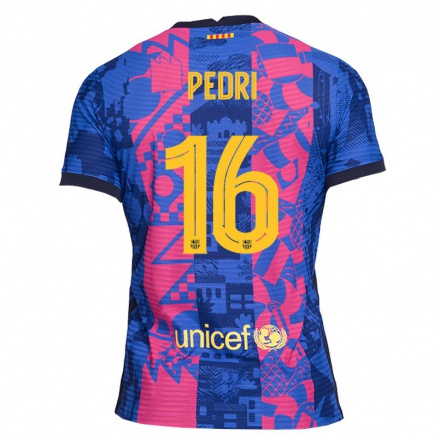 Enfant Football Maillot Pedri #16 Rose Bleue Tenues Third 2021/22 T-shirt
