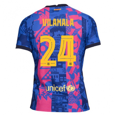 Enfant Football Maillot Bruna Vilamala #24 Rose Bleue Tenues Third 2021/22 T-shirt