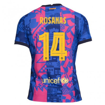 Enfant Football Maillot Sergi Rosanas #14 Rose Bleue Tenues Third 2021/22 T-shirt