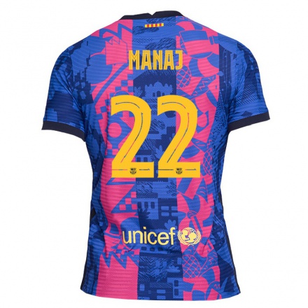 Enfant Football Maillot Rey Manaj #22 Rose Bleue Tenues Third 2021/22 T-shirt