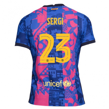Enfant Football Maillot Martinez Sergi #23 Rose Bleue Tenues Third 2021/22 T-shirt