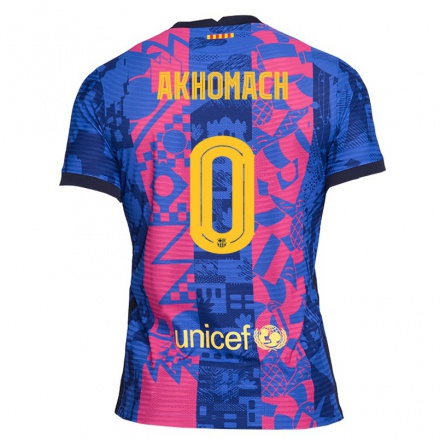 Enfant Football Maillot Ilias Akhomach #0 Rose Bleue Tenues Third 2021/22 T-Shirt